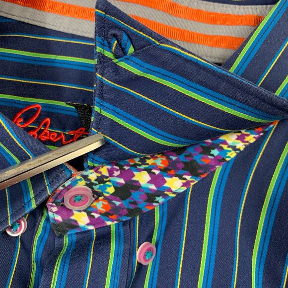 Robert Graham Knowledge Wisdom Truth Shirt Mens XL Striped Button Down Flip Cuff - Picture 11 of 13